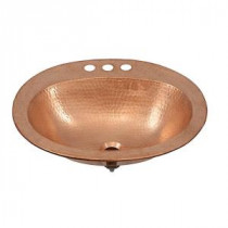 Kelvin Drop-In Handcrafted Copper Bathroom Sink with 4 in. Faucet Holes in Naked Copper