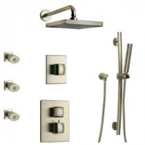 Lady 30 in. 3-Jet Shower System with Slide Bar Handshower, Rain Showerhead and Thermostatic Valve in Brushed Nickel