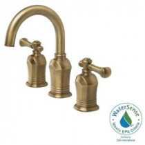 Verdanza Series 8 in. Widespread 2-Handle High Arc Bathroom Faucet in Antique Brass