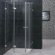34 in. x 73 in. Frameless Neo-Round Shower Enclosure in Brushed Nickel and Clear Glass