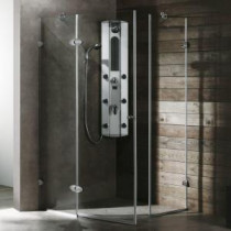 Verona 34.125 in. x 73.375 in. Frameless Neo-Angle Shower Enclosure in Chrome with Clear Glass