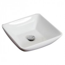 16-in. W x 16-in. D Above Counter Square Vessel Sink In White Color For Deck Mount Faucet