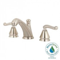Symphony 8 in. Widespread 2-Handle Mid-Arc Bathroom Faucet in Satin Nickel with Speed Connect Drain