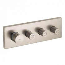 Axor Starck 4-Handle Thermostatic Valve Trim Kit with 3 Volume Controls in Brushed Nickel (Valve Not Included)