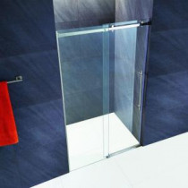 Luca 60 in. x 74 in. Frameless Fixed Shower Door with Hardware in Stainless Steel and 3/8 in. Clear Glass