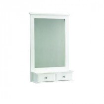 Shoal Creek Collection 42.3 in H x 27.48 in. W White Framed Mirror with Storage Drawers