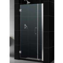 Unidoor 34 to 35 in. x 72 in. Semi-Framed Hinged Shower Door in Brushed Nickel