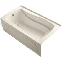 Mariposa 5.5 ft. Left Drain Soaking Tub in Almond with Basked Heated Surface