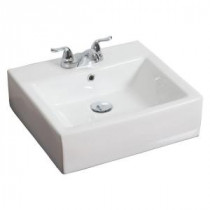20-in. W x 18-in. D Above Counter Rectangle Vessel Sink In White Color For 4-in. o.c. Faucet
