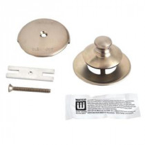 Universal NuFit Push Pull Bathtub Stopper, 1-Hole Overflow, Silicone Kit and Non-Grid Strainer, Brushed Nickel