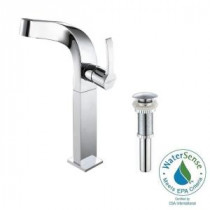 Typhon Single Hole Single-Handle High-Arc Vessel Bathroom Faucet with Pop-Up Drain in Chrome