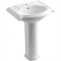 Devonshire Single-Hole Pedestal Bathroom Sink Combo in White