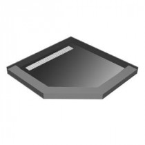36 in. x 36 in. Neo-Angle Shower Base with Left Drain and Tileable Trench Grate
