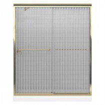 Fluence 59-5/8 in. x 70-3/8 in. Semi-Framed Sliding Shower Door in Anodized Brushed Bronze with Falling Lines Glass