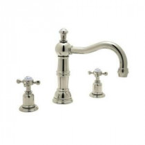 Edwardian 8 in. Widespread 2-Handle Bathroom Faucet in Polished Nickel