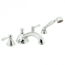 Kingsley 2-Handle Deck-Mount Roman Tub Faucet Trim Kit with Hand Shower in Chrome (Valve Sold Separately)