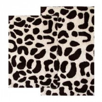 21 in. x 34 in. and 24 in. x 40 in. 2-Piece Leopard Bath Rug Set in Chocolate and Ivory