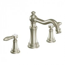 Weymouth 2-Handle Diverter Deck-Mount High-Arc Roman Tub Faucet in Brushed Nickel (Valve Sold Separately)