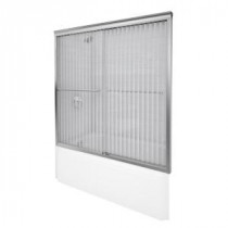 Fluence 54 in. to 57 in. x 55-3/4 in. Semi-Framed Sliding Shower Door in Matte Nickel with Falling Lines Glass