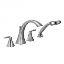 Voss 2-Handle High-Arc Roman Tub Faucet Trim Kit with Hand Shower in Chrome (Valve Sold Separately)