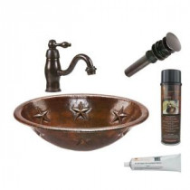 All-in-One Oval Star Self Rimming Hammered Copper Bathroom Sink in Oil Rubbed Bronze