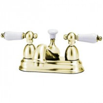 Bradsford 4 in. 2-Handle Mid-Arc Bathroom Faucet in Polished Brass with Porcelain Lever Handle