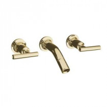 Purist Laminar Wall-mount 2-Handle Bathroom Faucet Trim Kit in Vibrant Modern Polished Gold