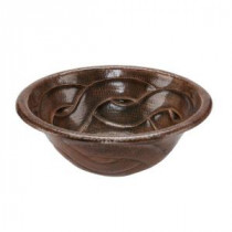 Self-Rimming Round Braided Hammered Copper Bathroom Sink in Oil Rubbed Bronze