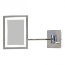 6.25-in. W Rectangle Brass-LED Wall Mount Magnifying Mirror In Chrome Color
