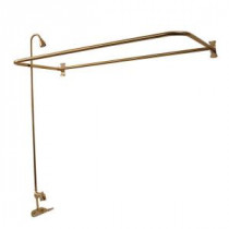 Metal Lever 2-Handle Claw Foot Tub Faucet with Diverter and 48 in. Rectangular Shower Unit in Polished Brass