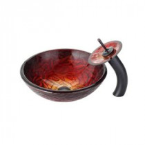 Nix Glass Vessel Sink in Multicolor and Waterfall Faucet in Oil Rubbed Bronze