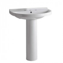 China Series Pedestal Combo Bathroom Sink and Chrome Overflow in White