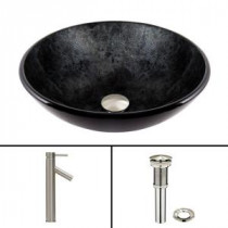Glass Vessel Sink in Gray Onyx and Dior Faucet Set in Brushed Nickel