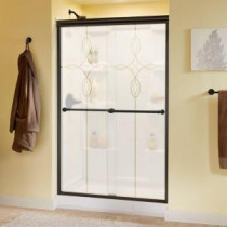 Silverton 47-3/8 in. x 70 in. Semi-Framed Sliding Shower Door in Bronze with Tranquility Glass