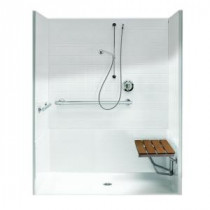 FreedomLine 37.125 in. x 63.75 in. x 77.75 in. 4-Piece Direct-to-Stud Shower Stall with Right Seat in White