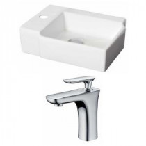 Rectangle Vessel Sink Set in White with Single Hole cUPC Faucet