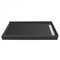 36 in. x 36 in. Double Threshold Shower Base with Right Drain and Tileable Trench Grate
