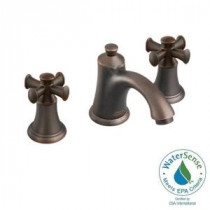 8 in. Widespread 2-Handle Mid-Arc Bathroom Faucet in Oil Rubbed Bronze with Speed Connect Drain and Cross Handles