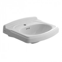 Portsmouth 19.5 in. Pedestal Sink Basin with Center Hole Only in White