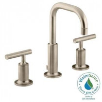 Purist 8 in. Widespread 2-Handle Low-Arc Bathroom Faucet in Vibrant Brushed Bronze with Low Gooseneck Spout