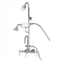 3-Handle Claw Foot Tub Faucet with Gooseneck Spout, Riser and Hand Shower for Acrylic Tub in Polished Chrome