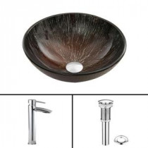 Glass Vessel Sink in Enchanted Earth and Shadow Faucet Set in Chrome