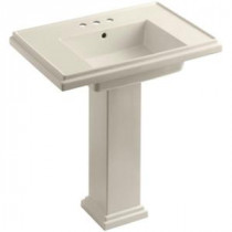 Tresham Pedestal Combo Bathroom Sink with 4 in. Centers in Almond