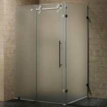 Winslow 57 in. x 74 in. Frameless Bypass Shower Enclosure in Stainless Steel with Frosted Glass