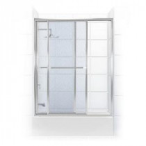 Paragon Series 56 in. x 55 in. Framed Sliding Tub Door with Towel Bar in Chrome and Obscure Glass