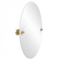 Tango Collection 21 in. x 29 in. Frameless Oval Single Tilt Mirror with Beveled Edge in Polished Brass