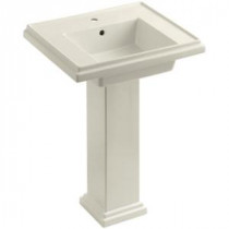 Tresham Pedestal Combo Bathroom Sink with Single-Hole Faucet Drilling in Biscuit