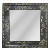 Sundry 36.5 in. x 36.5 in. Distressed Black Framed Mirror