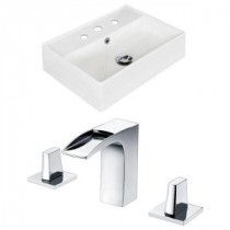 20-in. W x 14-in. D Rectangle Vessel Sink Set In White Color With 8-in. o.c. CUPC Faucet