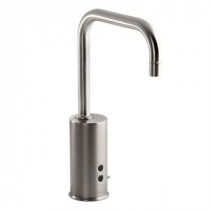 Geometric Battery-Powered Single Hole Touchless Bathroom Faucet in Vibrant Stainless